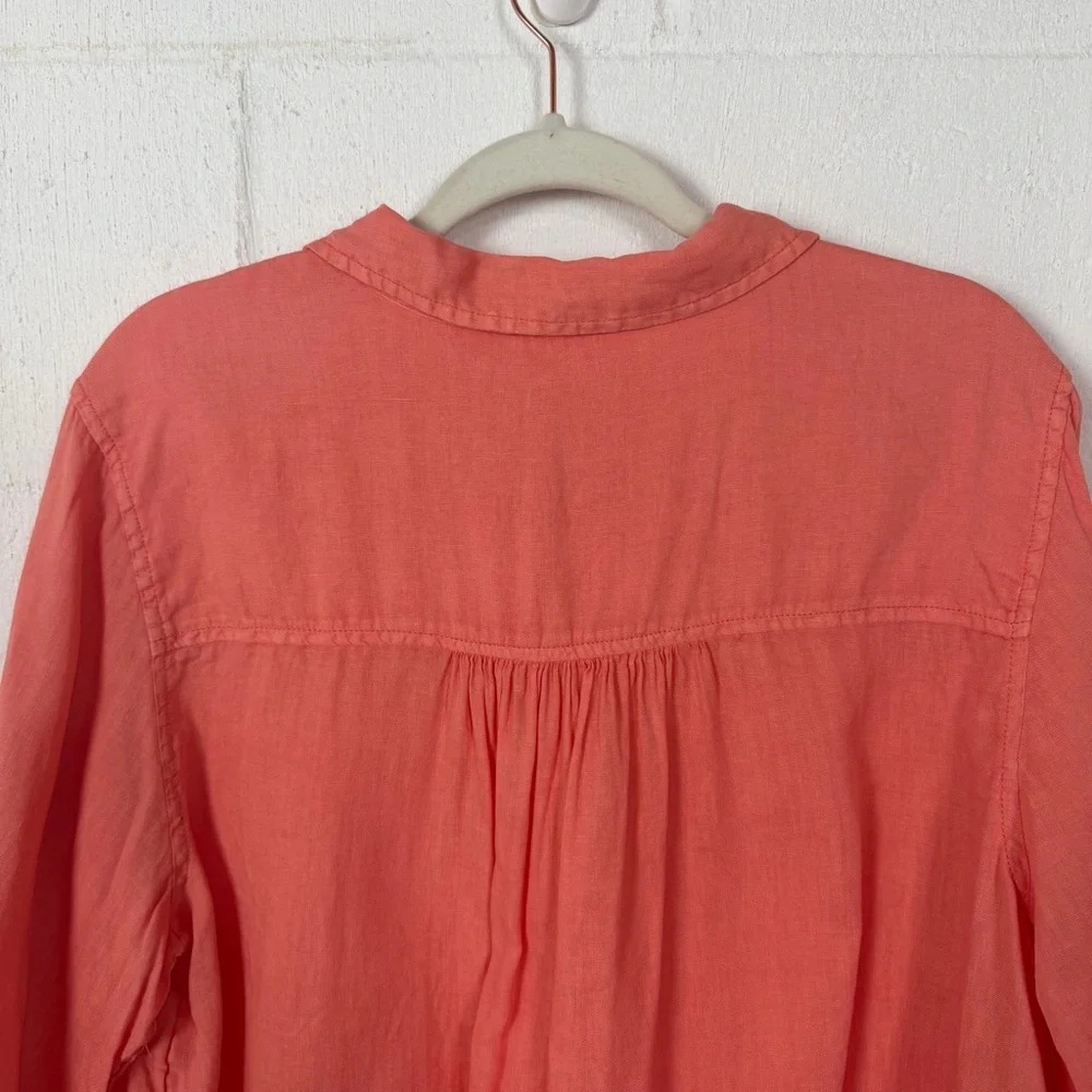 Sigrid Olsen Popover Tunic 100% Linen Roll Tab Sleeves‎ Beach Coastal Earthy 1X - Picture 10 of 15